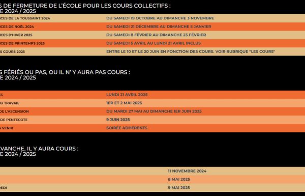 Dates de fermeture